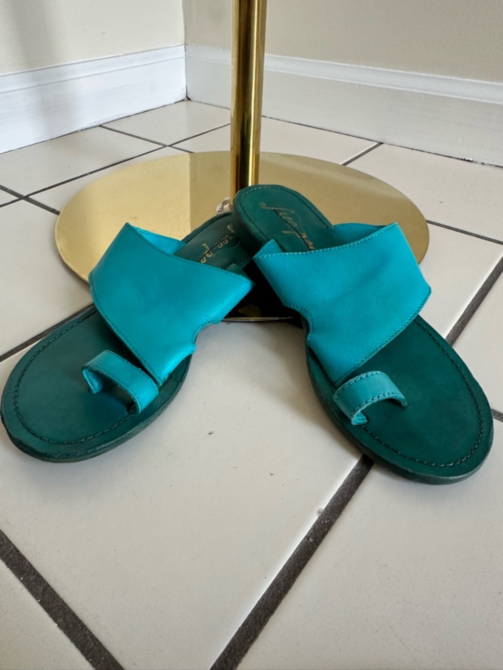 NWOB Free People Sant Antoni Turquoise Slide - Size 36 - Picture 3 of 9